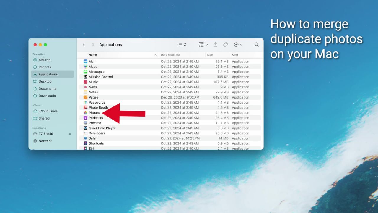 Steps to use the built-in Duplicates finder in the Photos App