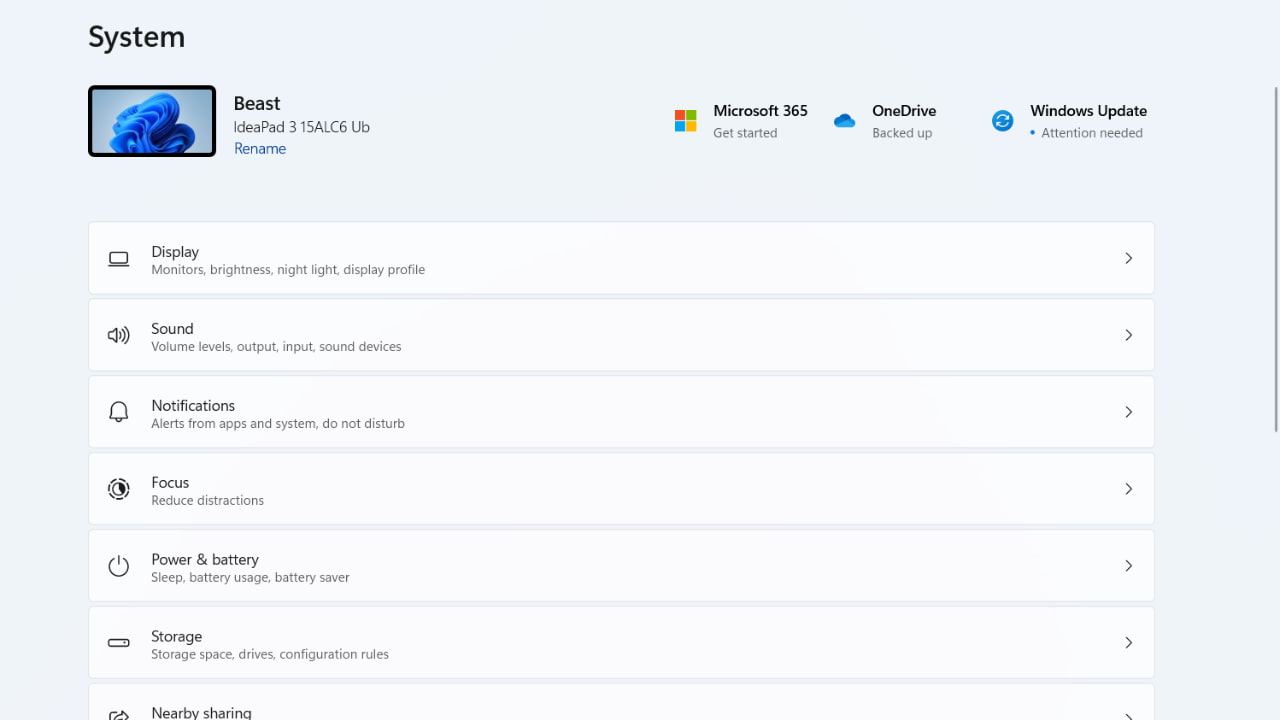 Storage setting in Windows