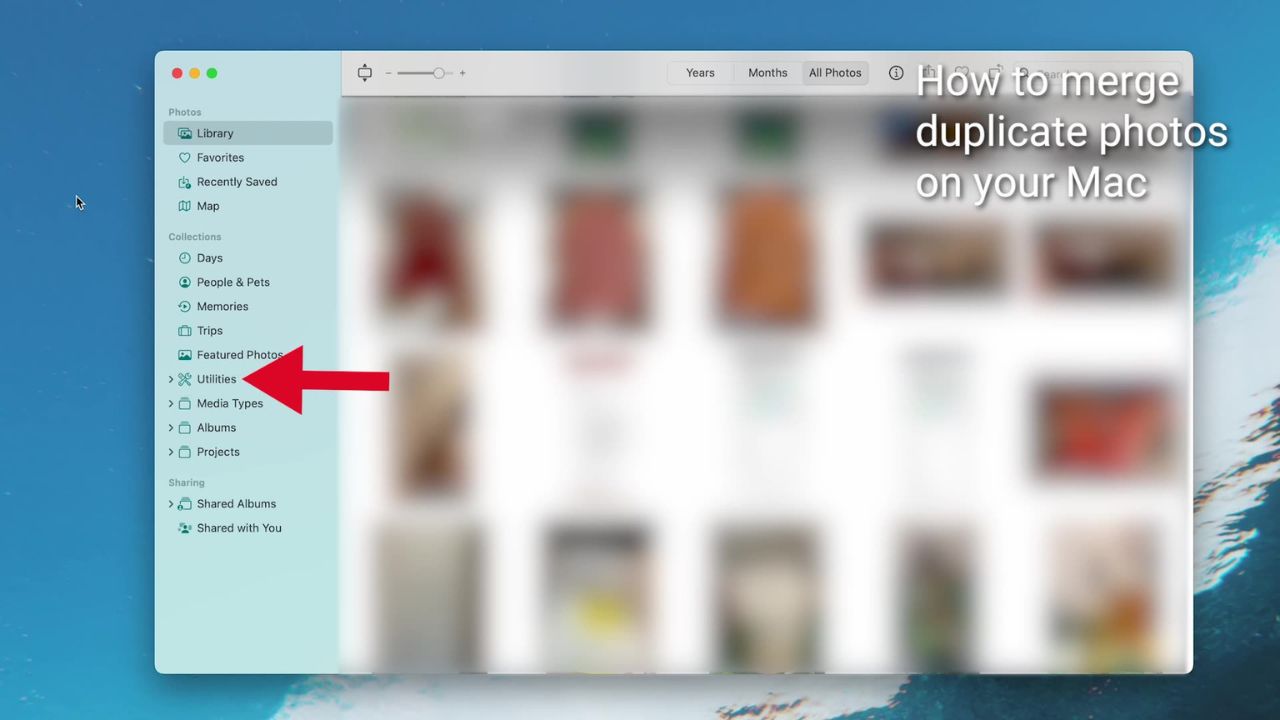 Steps to use the built-in Duplicates finder in the Photos App