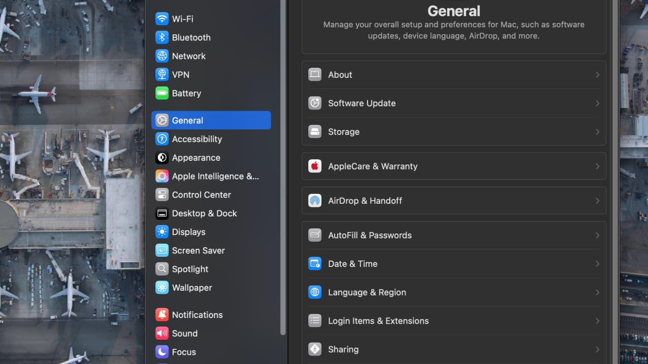 Storage setting in Mac