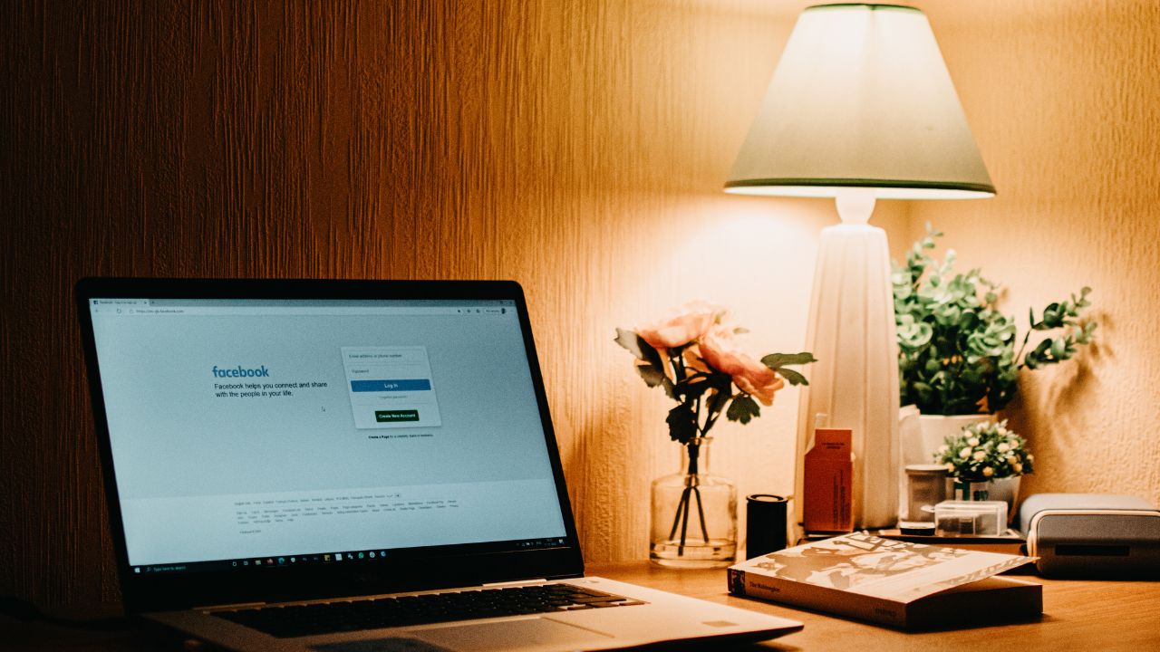 Laptop displaying the Facebook login page