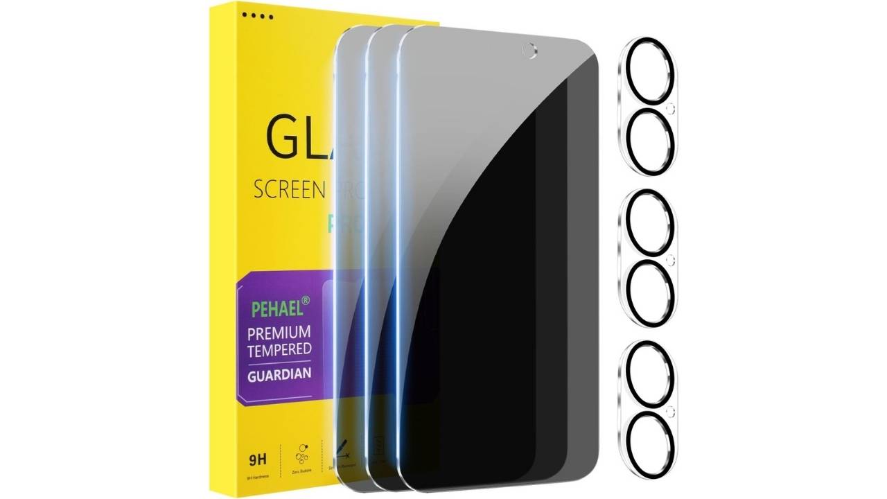 PEHAEL Privacy Screen Protector and Camera Lens Protector for iPhone 15, iPhone 16 & iPhone 17