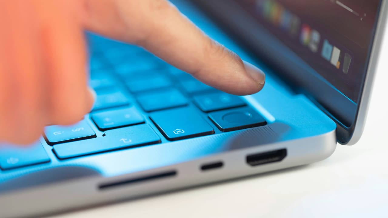 Fingerprint scanner on a laptop