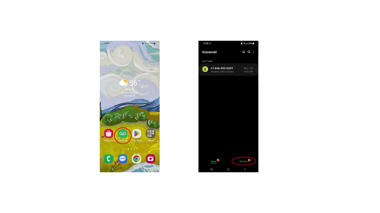 Locating your archived voicemail on Android 