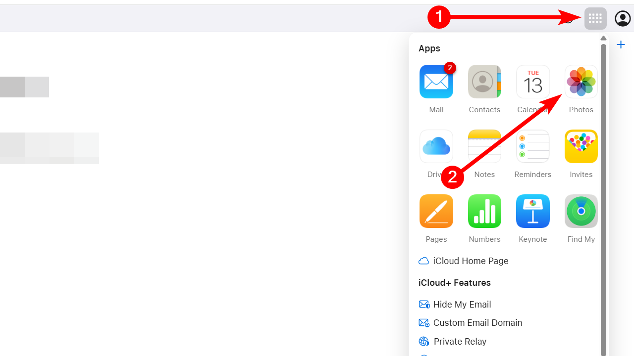 Accessing photos on the iCloud website