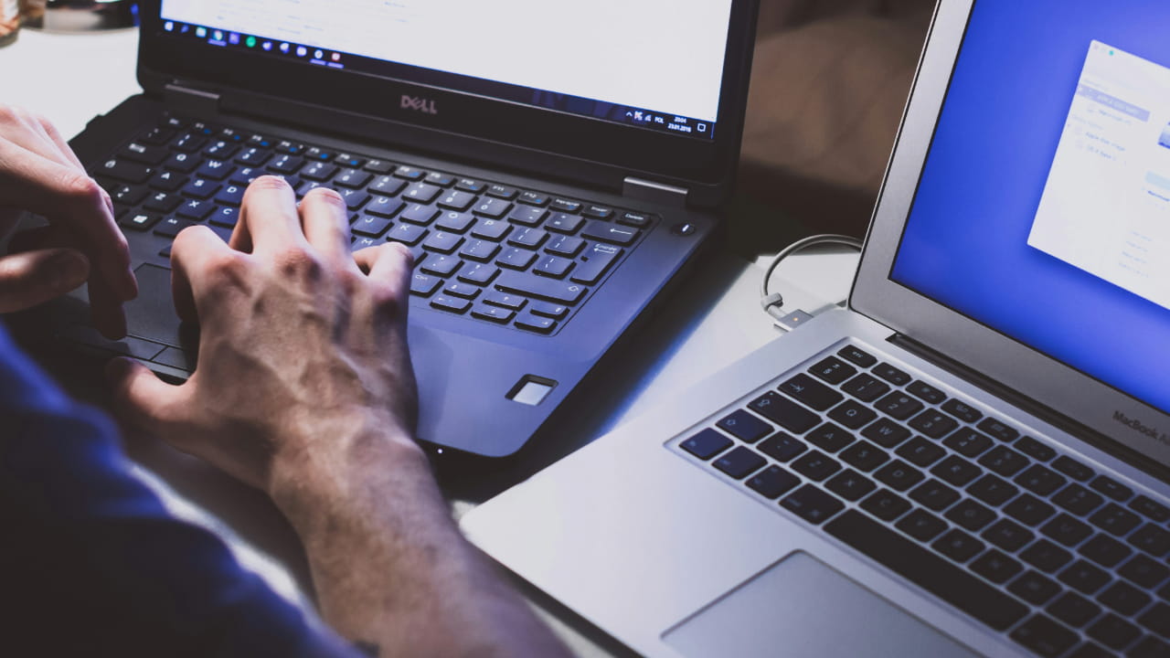 A person is using a laptop