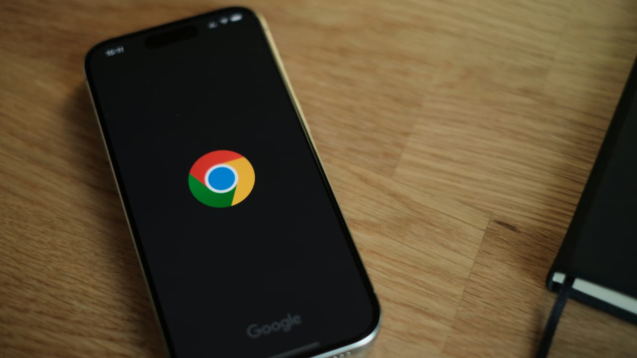 A phone with Google Chrome open