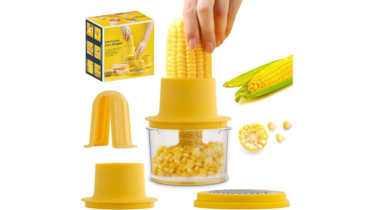 Corn Cob Stripper with Bowl & Safety Handle 