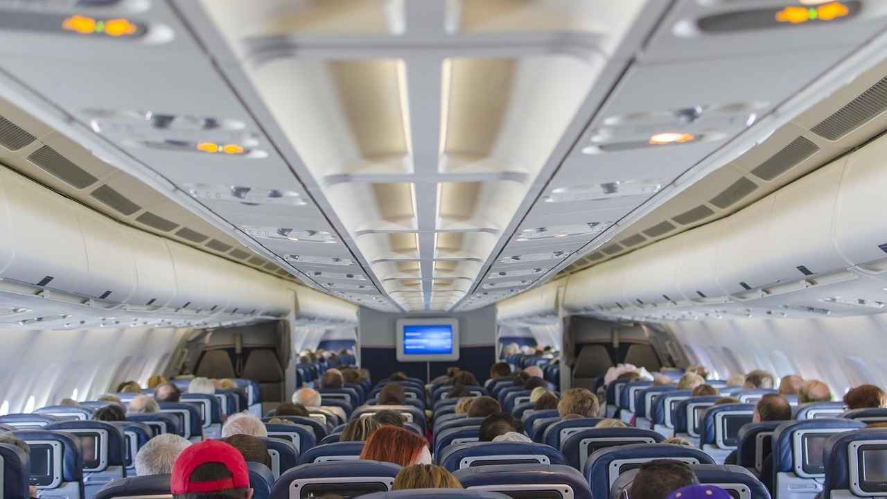 Passengers sitting on a plane 
