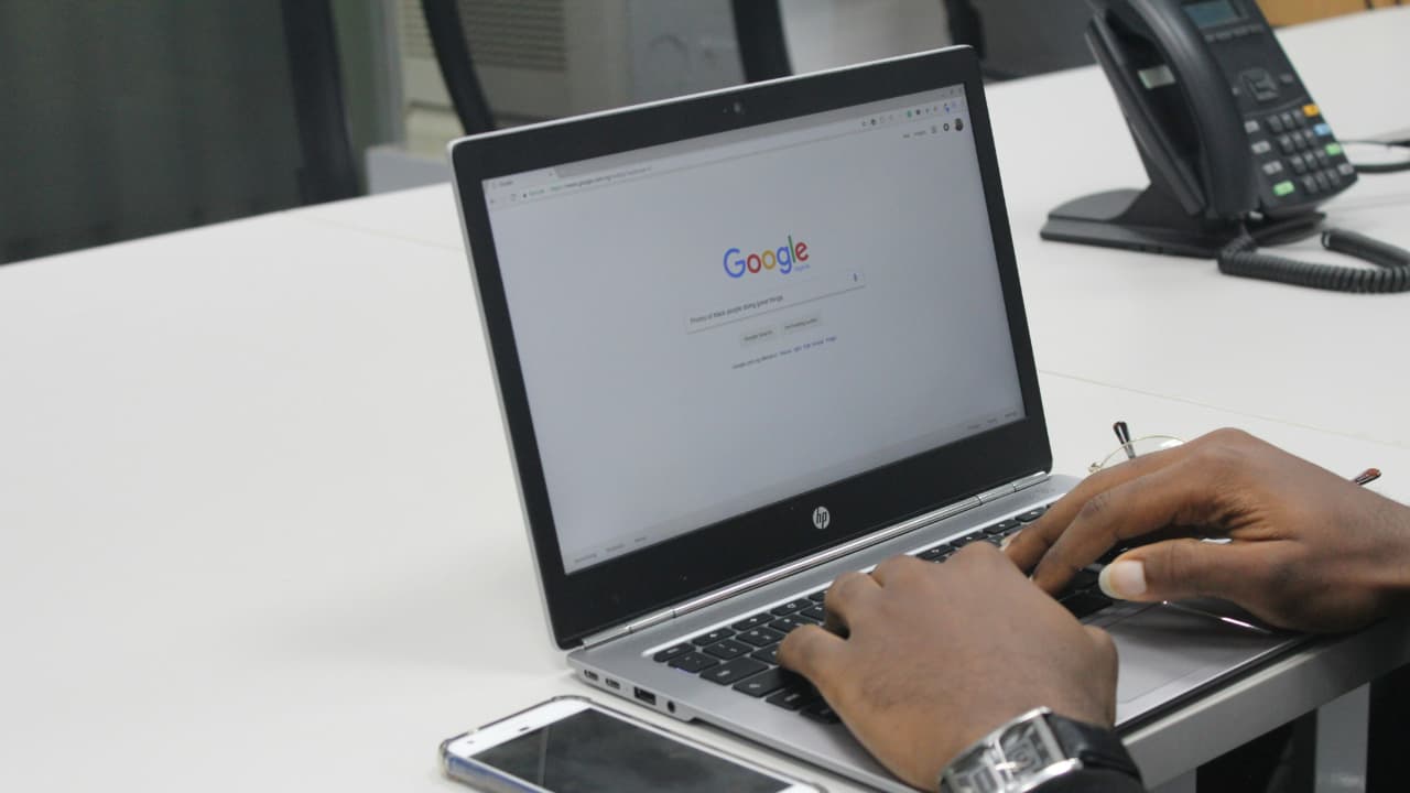 A person using a laptop