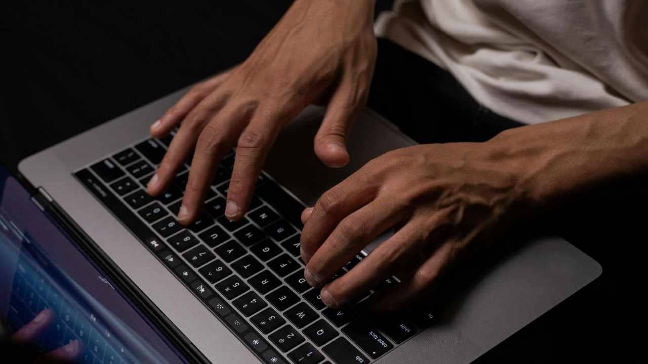 A person is using a laptop