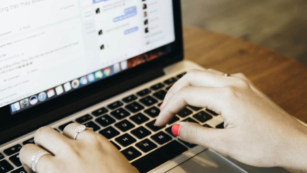 A person is using a laptop