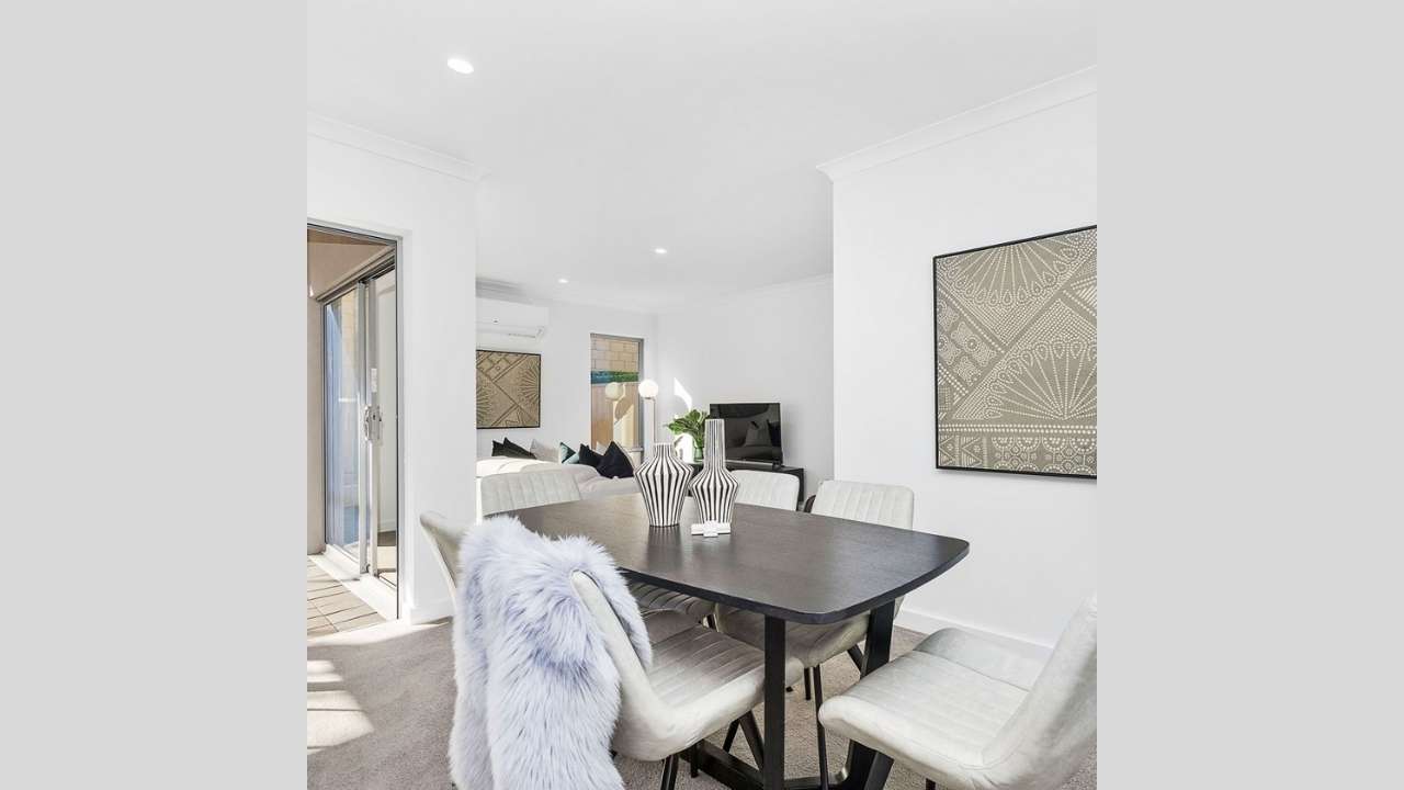 Interior of a multi-story 3D concrete printed home located in Tapping, Australia. 