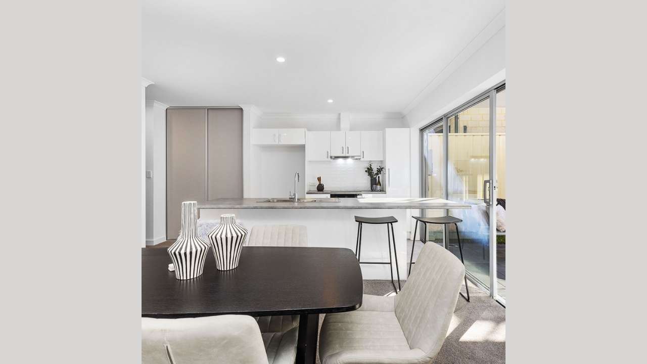 Interior of a multi-story 3D concrete printed home located in Tapping, Australia. 