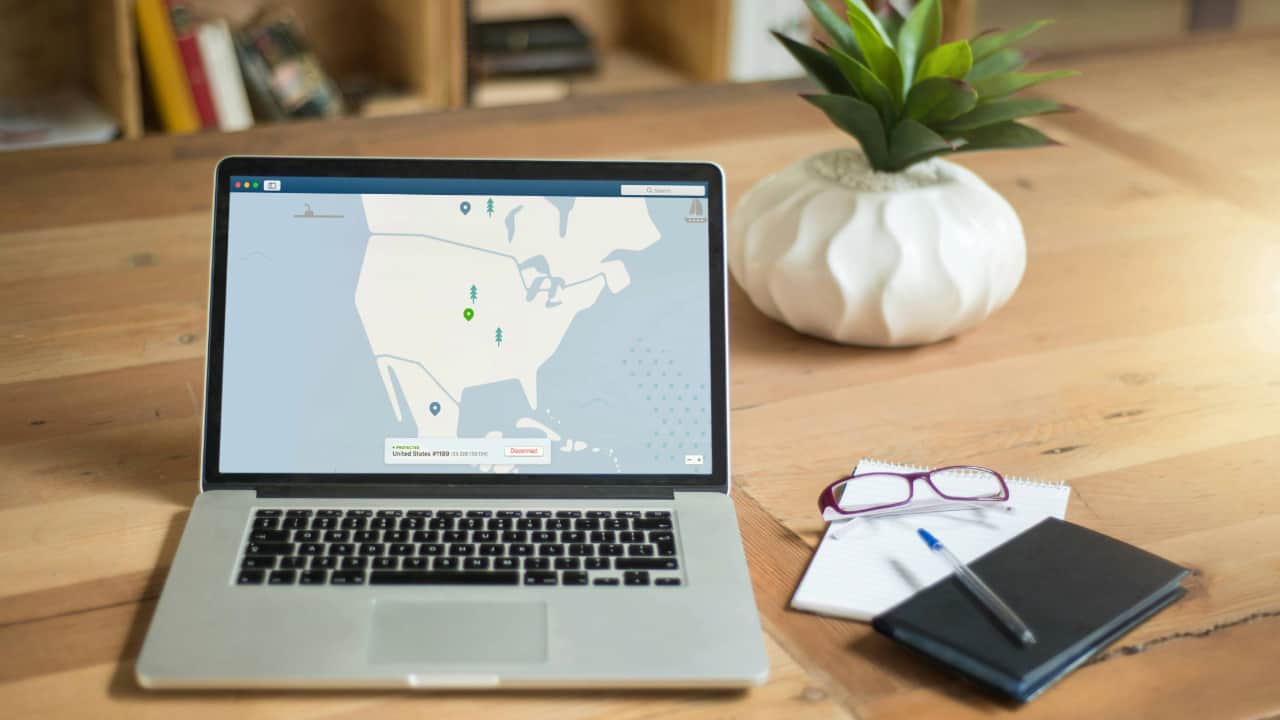 A Macbook on a table