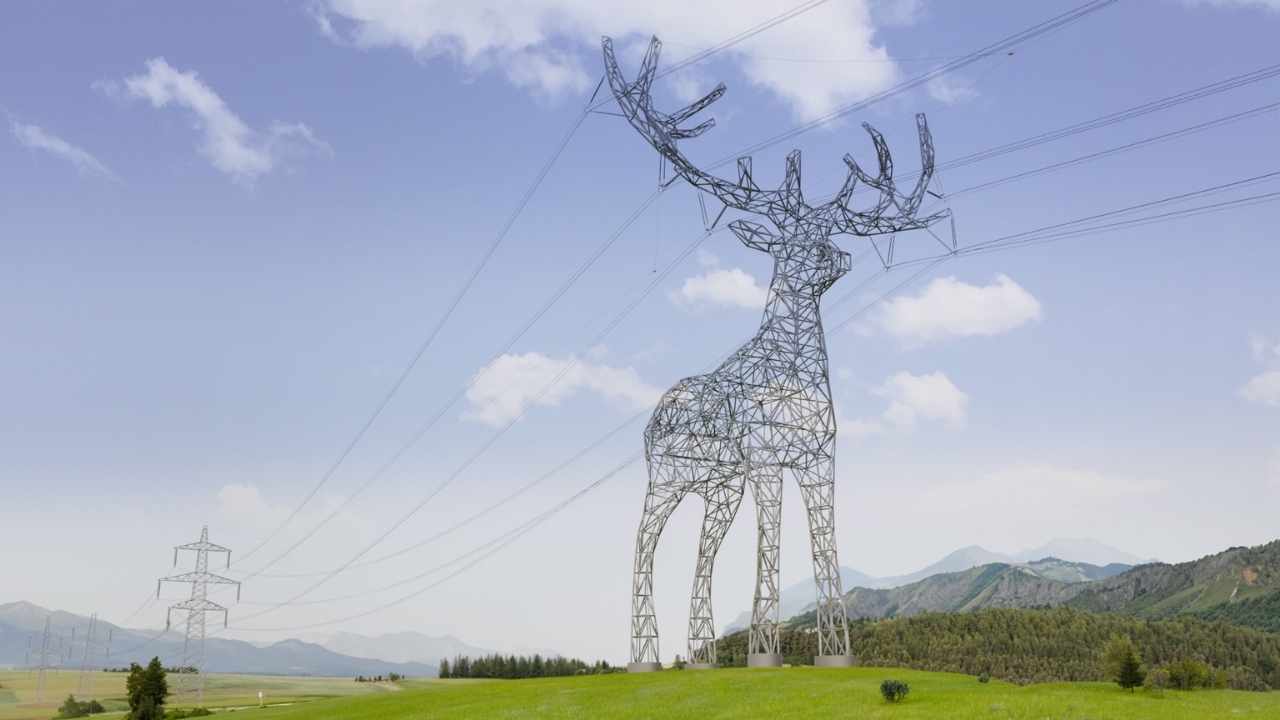 Stag animal sculpture pylon