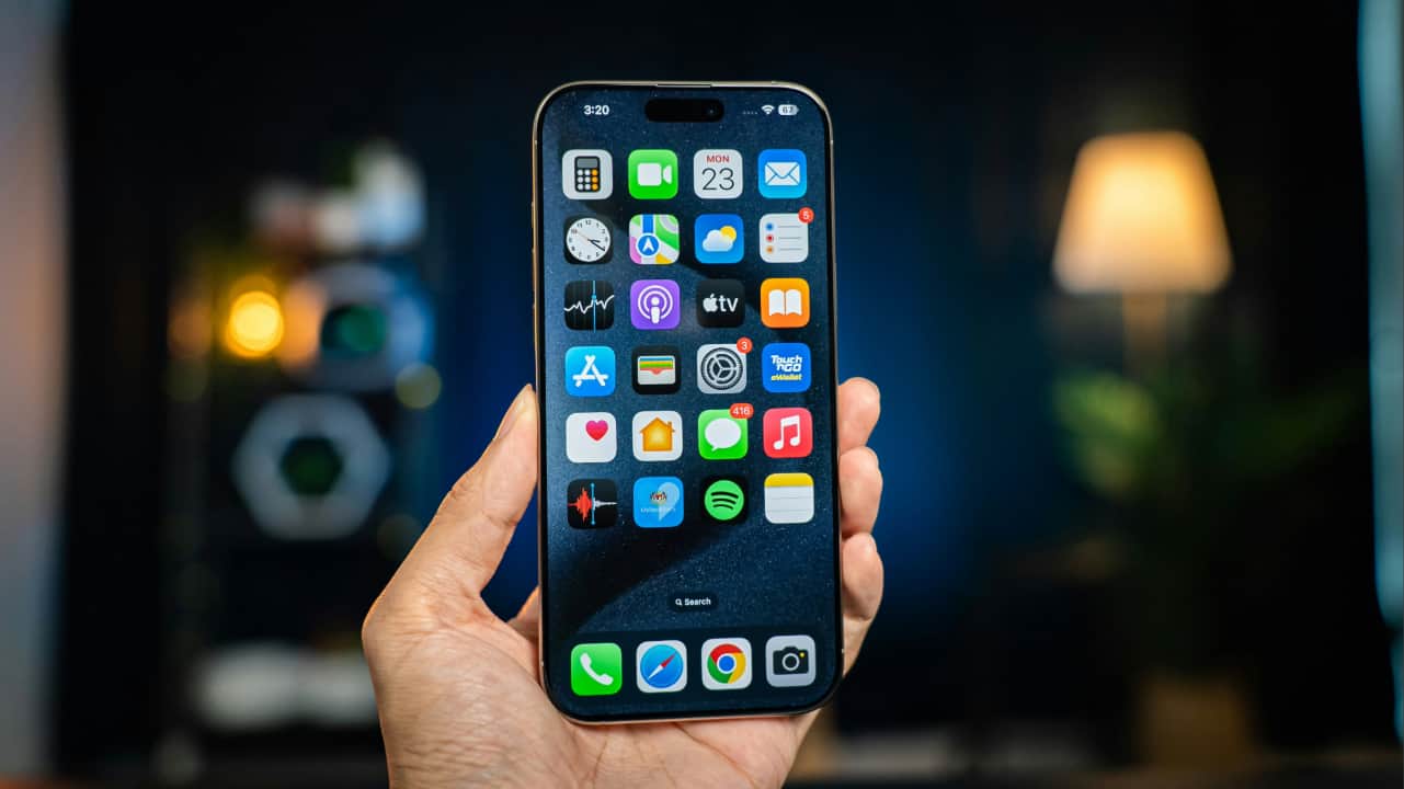 A person holding an iPhone