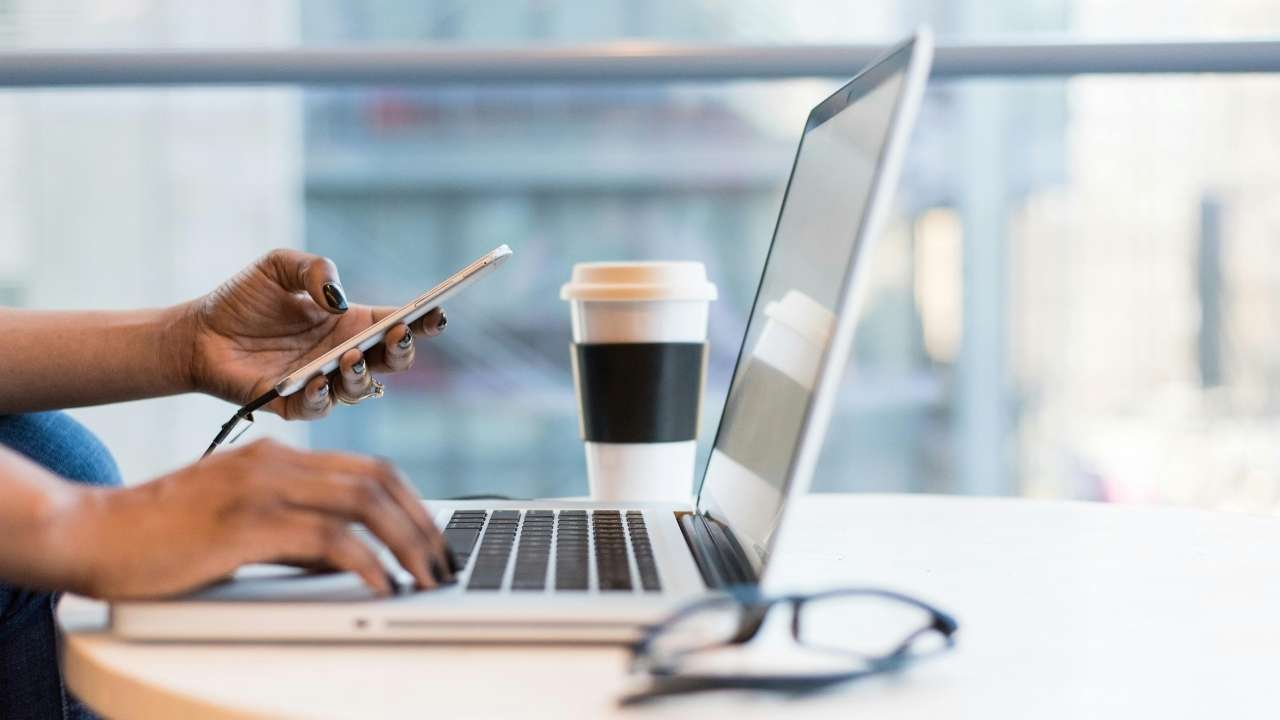 A woman working on her laptop 