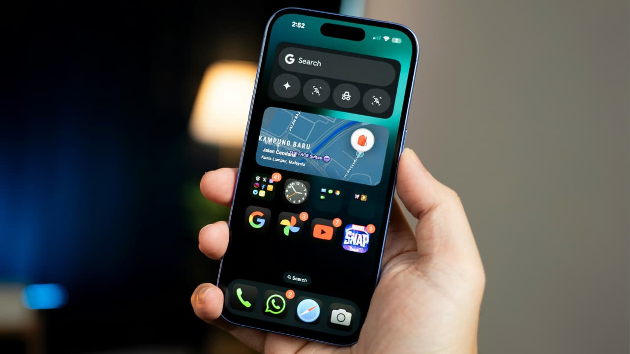 A person holding an iPhone