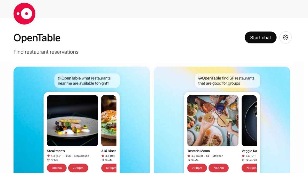OpenTable app in ChatGPT 