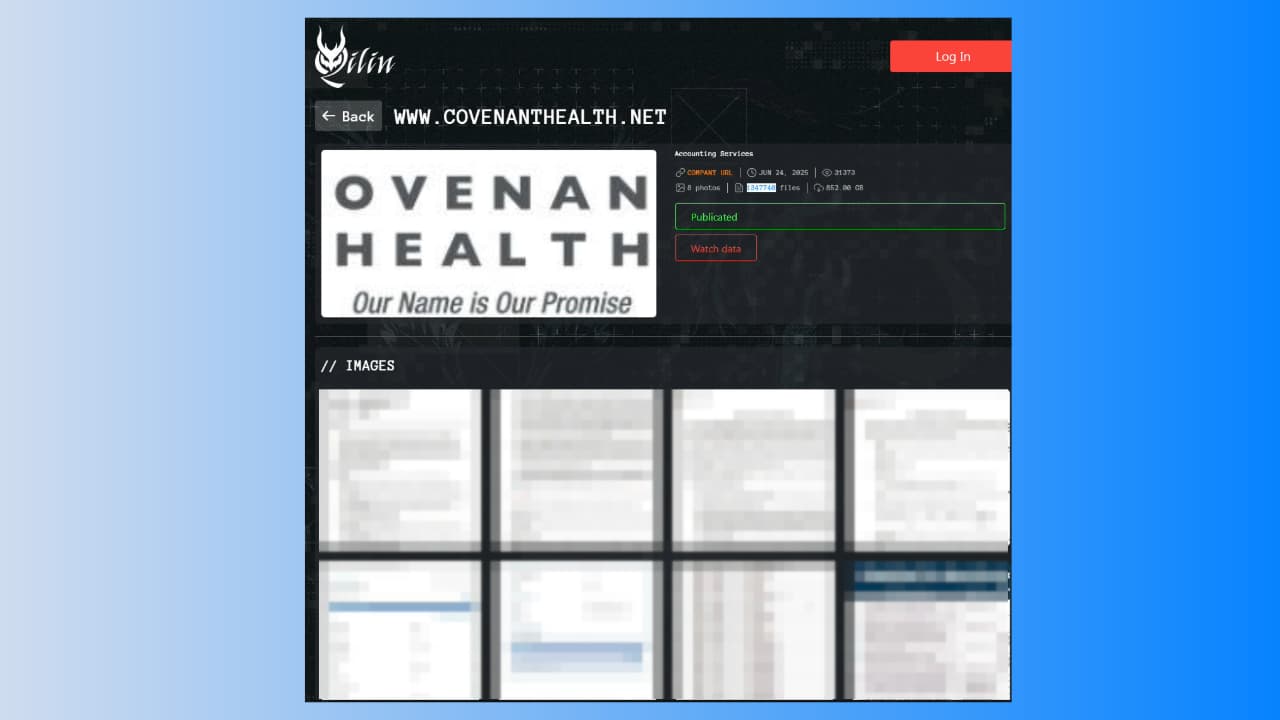 Qilin ransomware lists Covenant Health on its data leak site