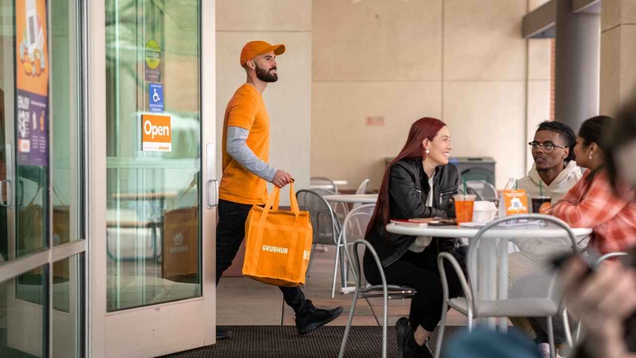 A Grubhub delivery driver 