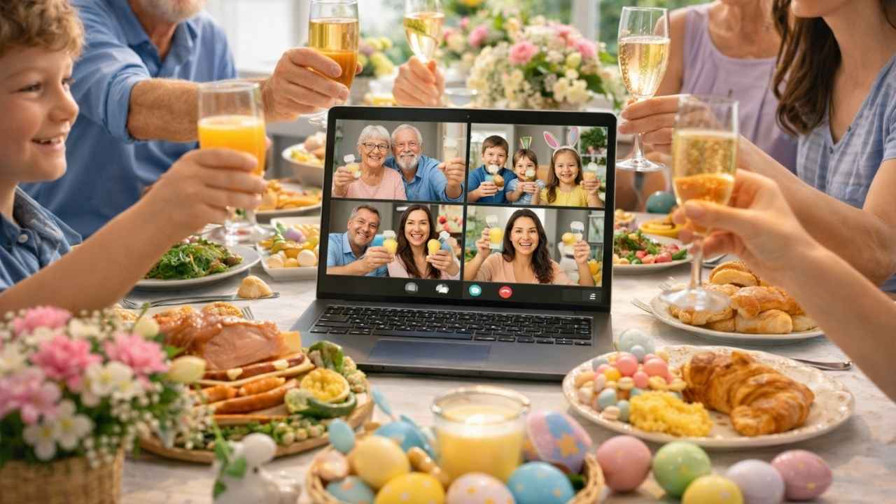 Illustration of hosting a hybrid Easter brunch