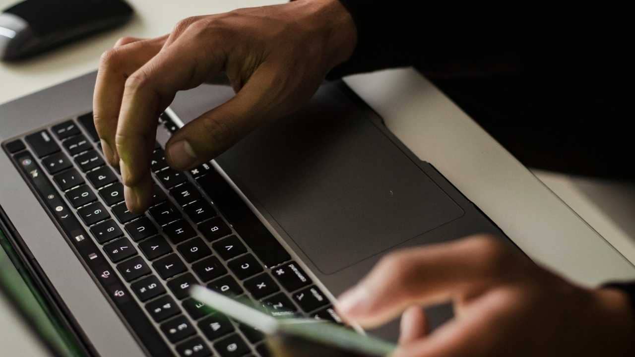 A person is using a laptop