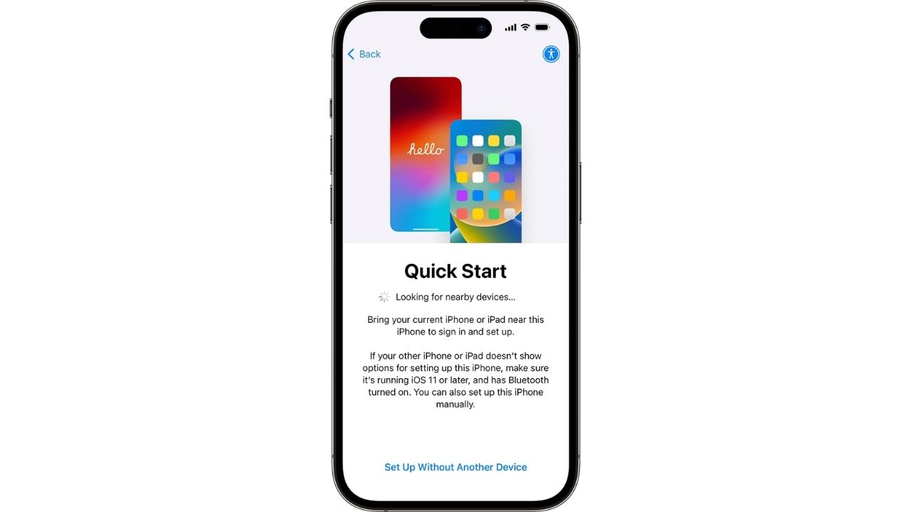 Illustration of Quick Start on an iPhone 