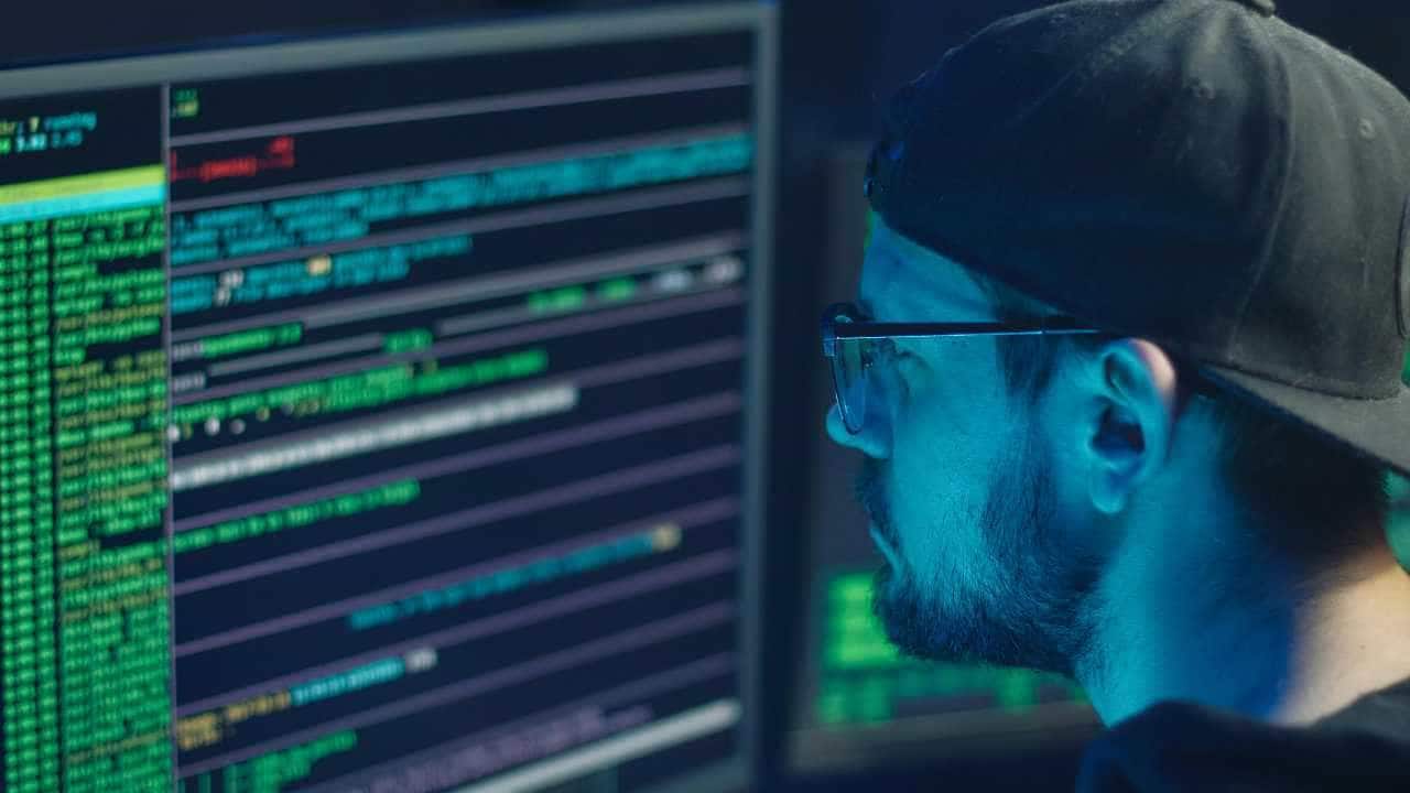 Man is using a desktop