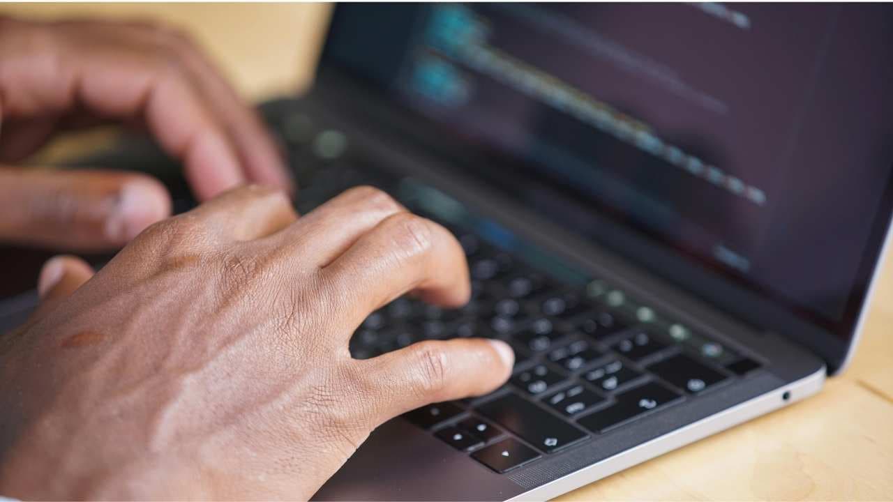A person is using a laptop
