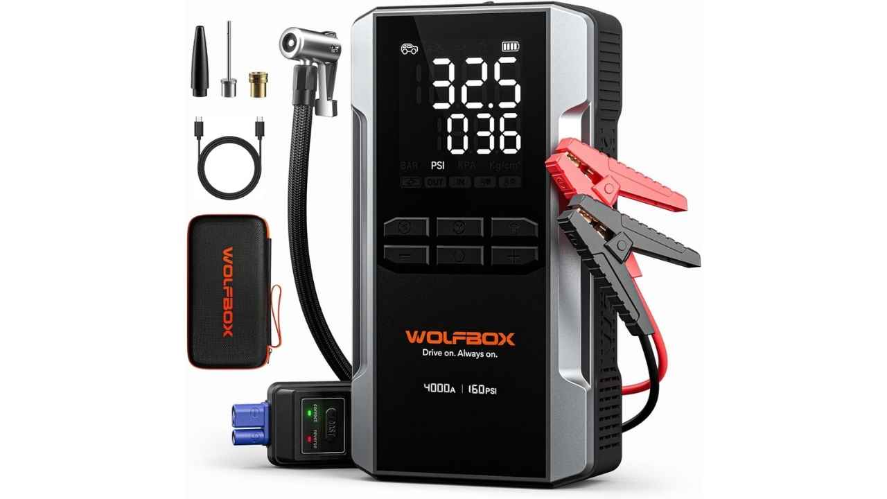 WOLFBOX 4000A Jump Starter with Air Compressor