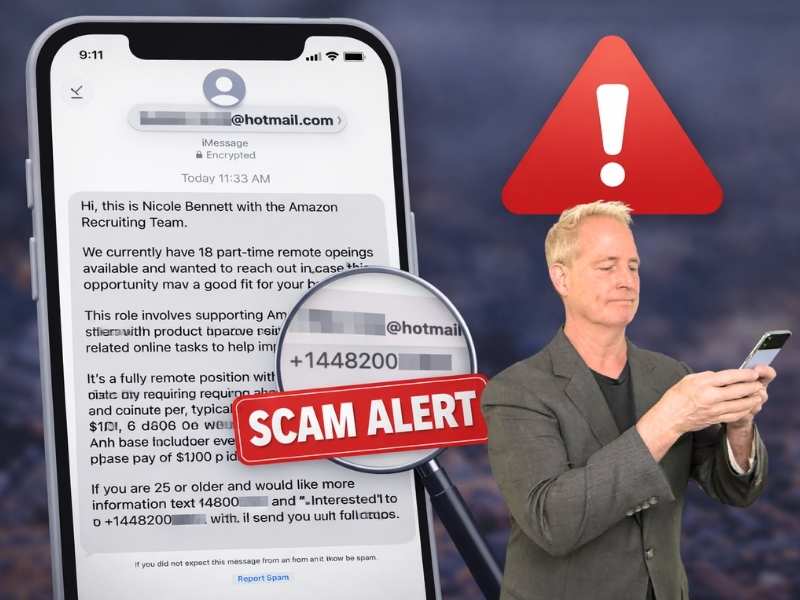 Amazon job text scam warning signs - CyberGuy