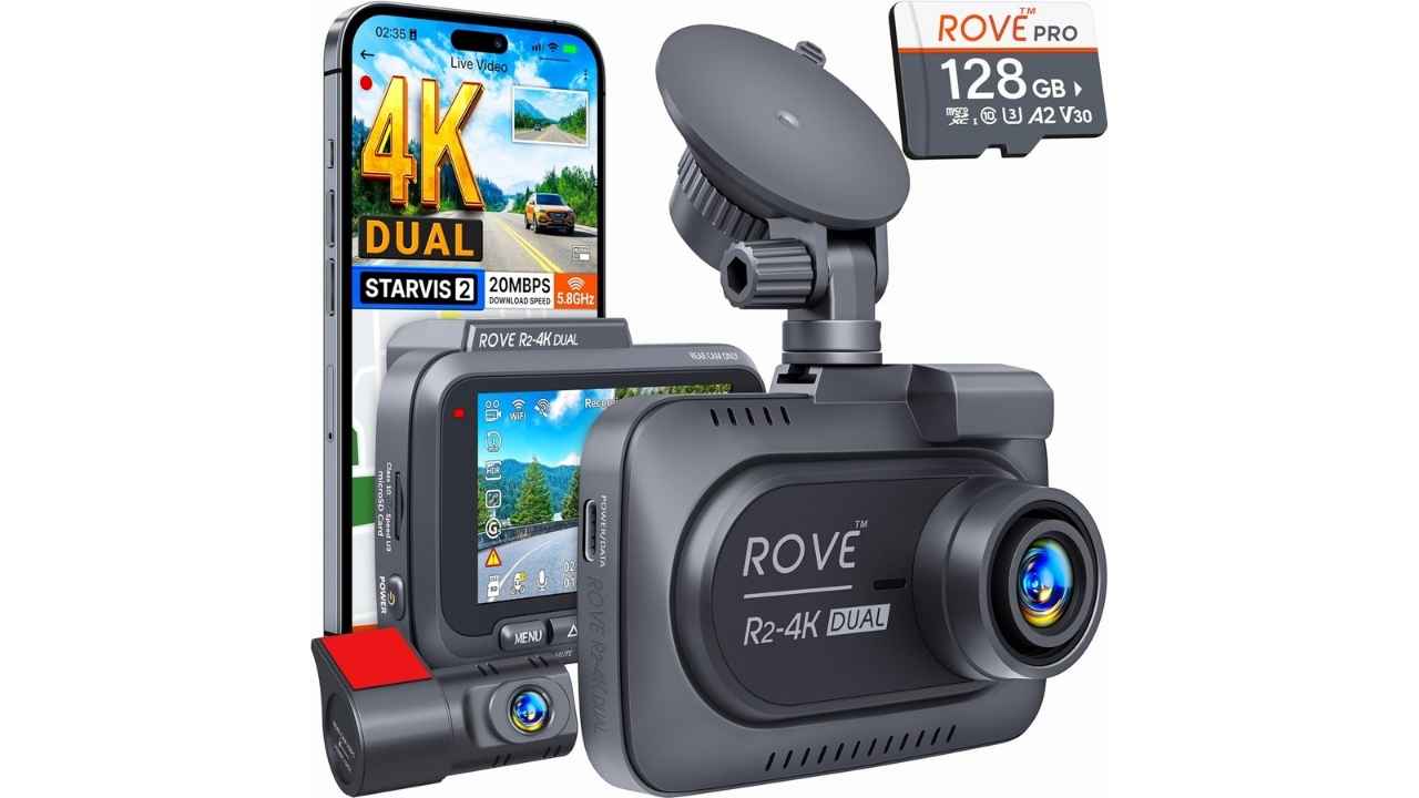 ROVE R2 4K Dual Dash Cam Front and Rear
