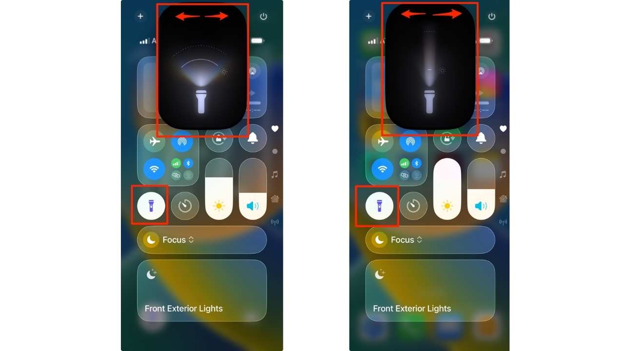 Visual image on how to change the beam width (newer Pro iPhone models only)