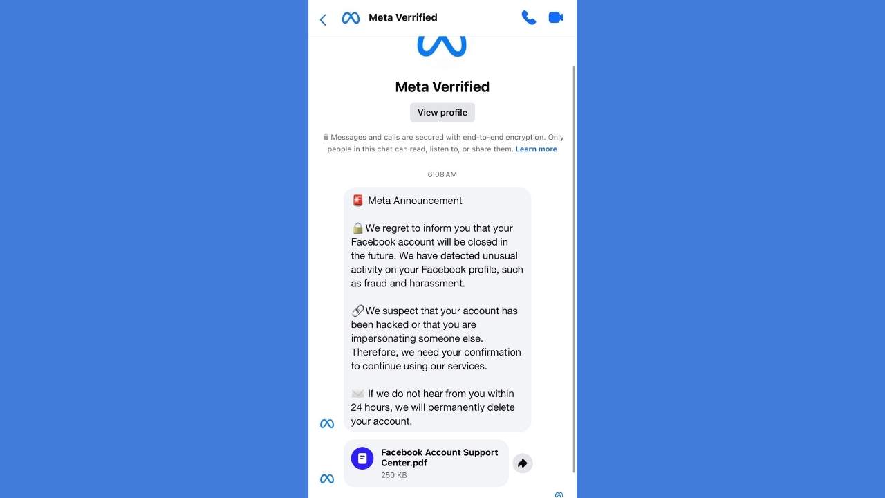 A fake Meta warning can look official at a glance, but urgent deletion threats are a major sign you should stop before clicking.