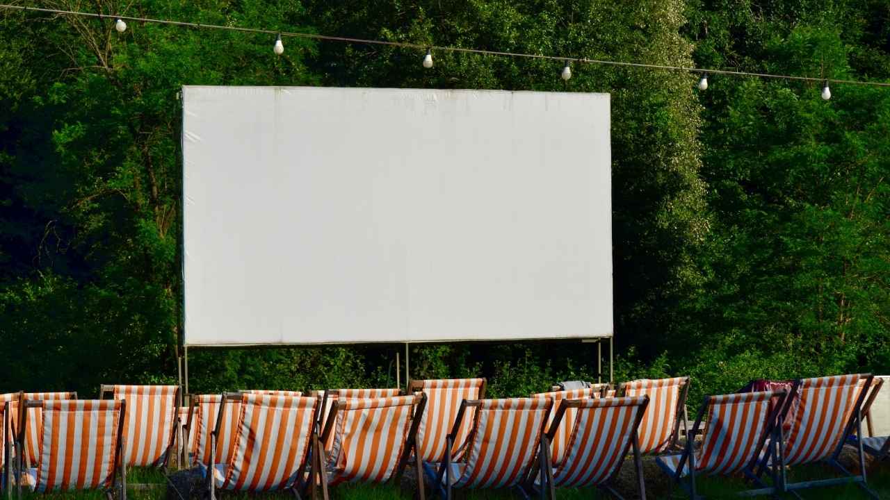 An outdoor screen can turn vacation photos into a backyard slideshow once the sun starts to go down.